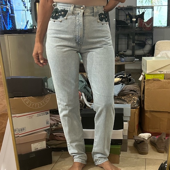 VTG 90’s CACHE amazing fit Lightwash Sequin mom 4 6 - Picture 2 of 15